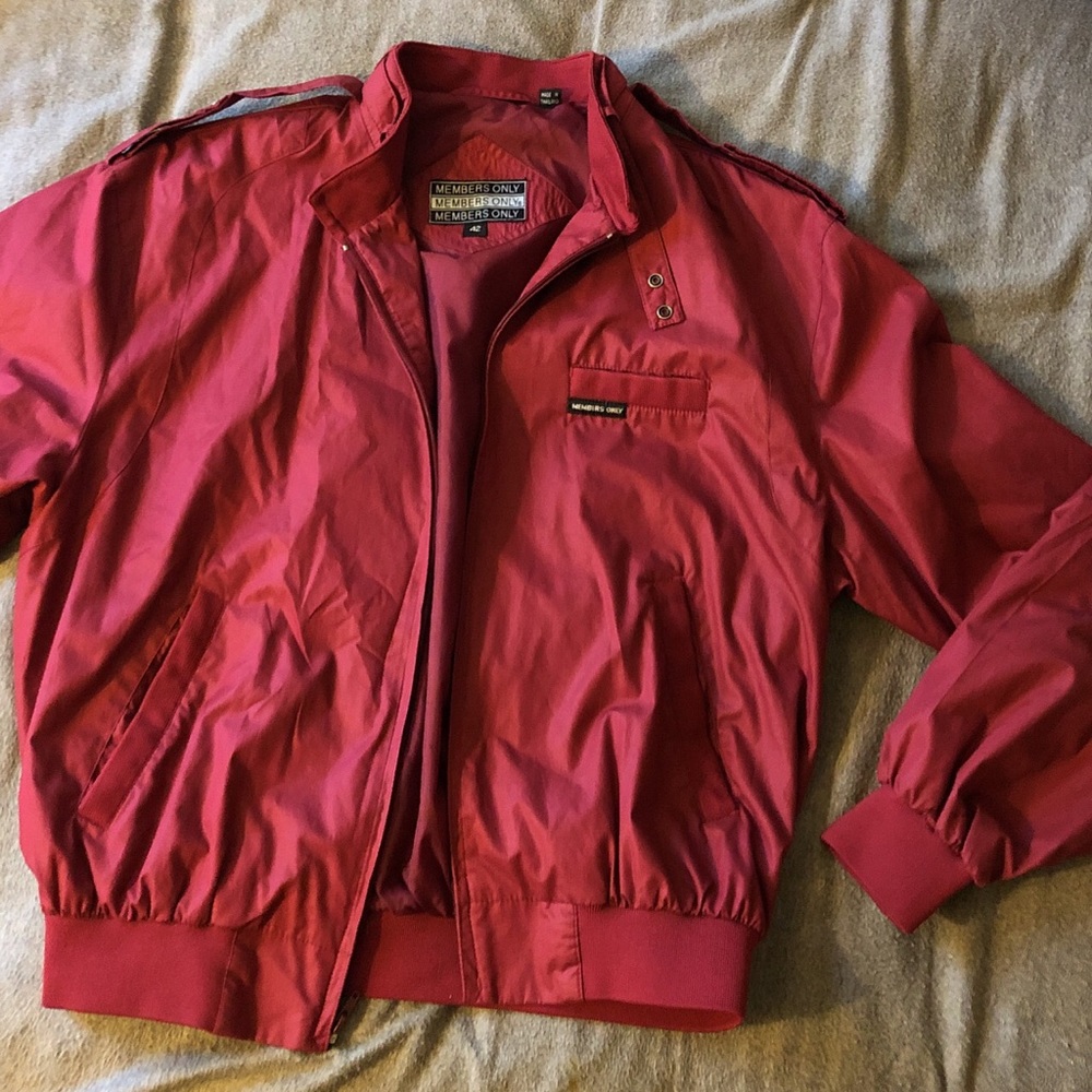 Burgundy members only bomber jacket